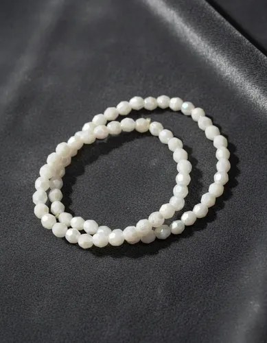 Pulsera X 3 Artesanal Cuenta Facetada Elástica Blanca Otra Blanco 19 Cm