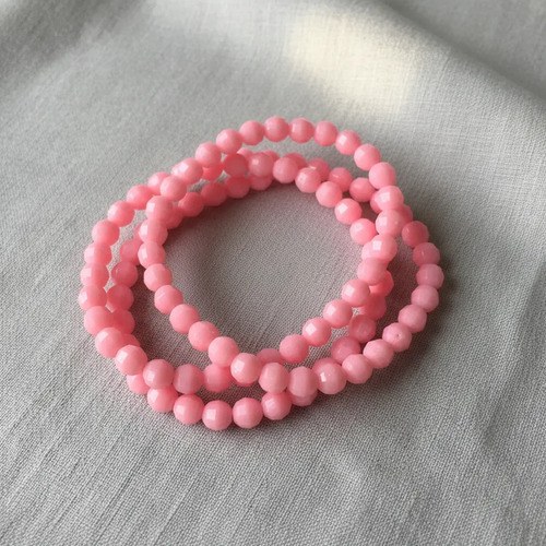 Pulseras X 2 Elásticas Con Cuentas Plastica Consultar Color Rosa 19 Cm