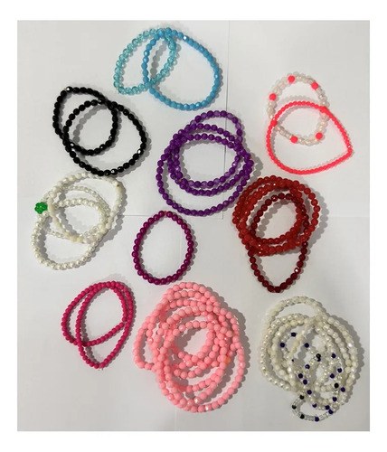 Pulseras Elásticas De Varios Colores Por 6 Consultar Rosa 19 Cm
