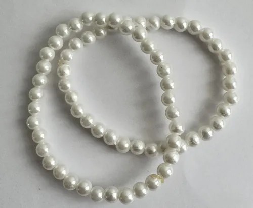 Pulseras X 2 Elásticas Con Cuentas Plastica Consultar Color Blanco 19 Cm