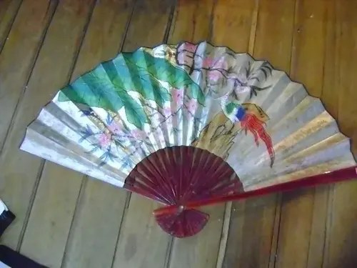 Abanico Grande Japon Oriental.pintado A Mano Multicolor Pintado A Mano