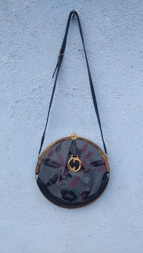 Vintage Cartera Bolso Circular Diseño Consultar Stock Negro Liso Marrón