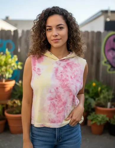 Remera Mujer Mym T-2 Algodon 100% Capucha Industria India Rosa Estampada 38 Estampa Localizada
