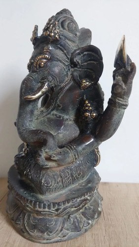 Figura Escultura Ganesha Bronce Viejo. Consultar Stock Dorado Oscuro - 3