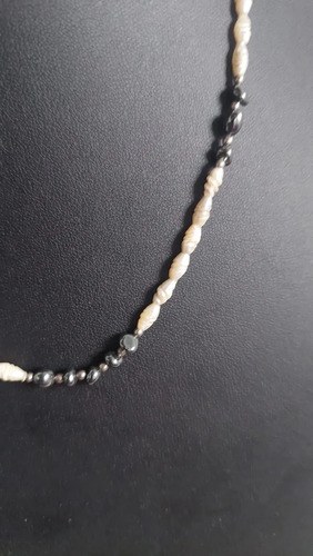 Collar Perla De Rio Con Hematite ,muy Lindo Consultar Stock Beige - 2