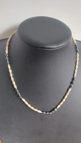 Collar Perla De Rio Con Hematite ,muy Lindo Consultar Stock Beige - 3