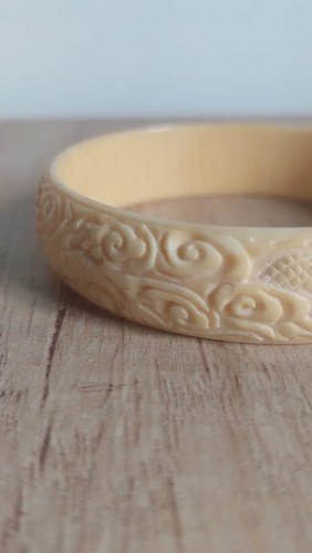 Brazalete Vintage Tallado Asiá Dragón Hueso Consultar Stock Beige 7.5 Cm 1111 Cm - 2