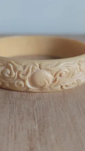 Brazalete Vintage Tallado Asiá Dragón Hueso Consultar Stock Beige 7.5 Cm 1111 Cm - 3