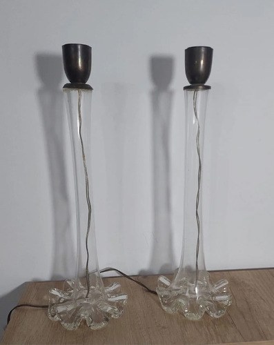 Par Lámparas Mesa Vintage Vidrio Soplado, Metal Blanco Xxxx