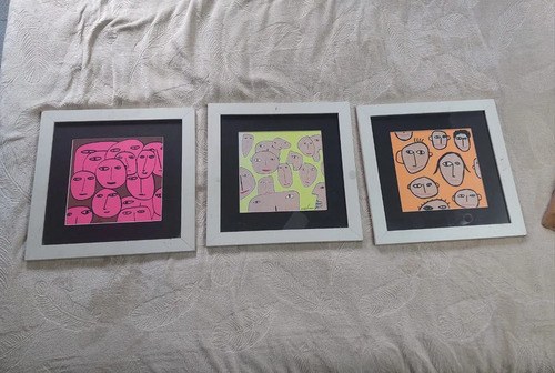 3 Cuadros Póster Dibujo Milo Locket Enmarcado 36 X 36 Cm