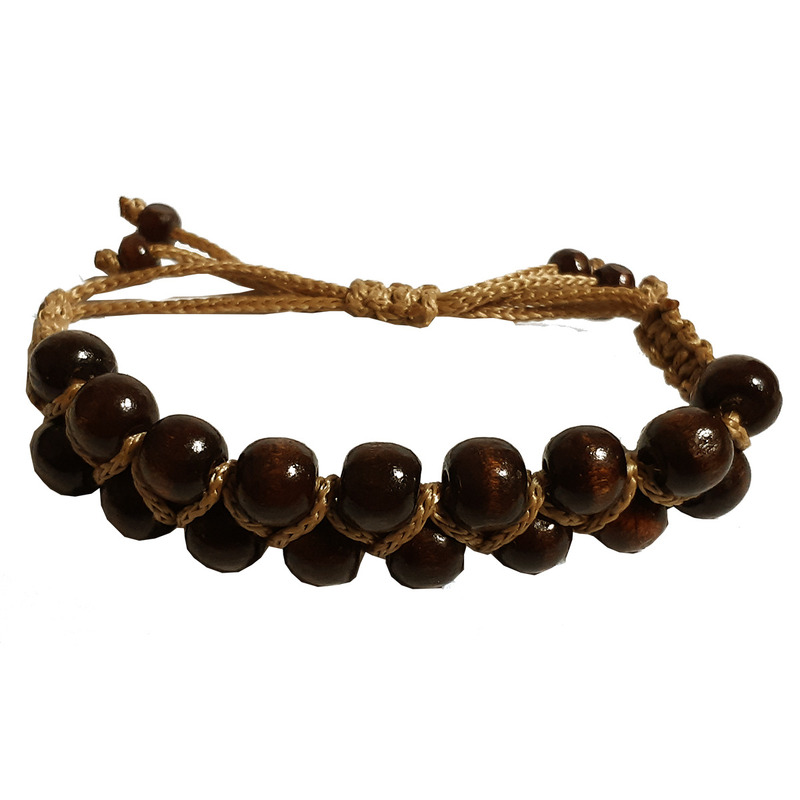 Pulsera Zigzag con Cuentas de Madera