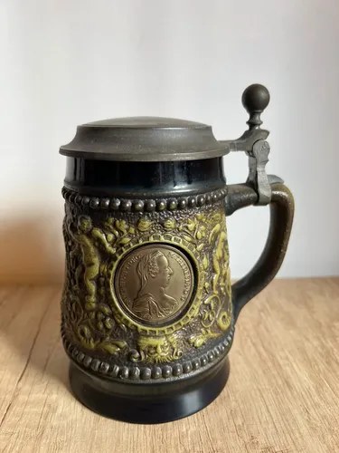 Jarra Chop Mug Cervecero De Ceramica Austria Amarillo