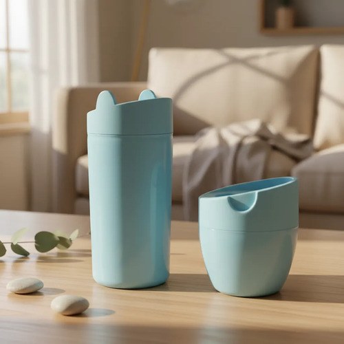 Set Matero Yerbero Y Azucarera Plástico Celeste Pastel Celeste