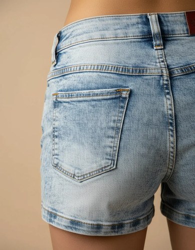 Short Jean Jazsy Tiro Medio T 40 Elastizado Celeste Nevado Celeste Nevado M - 9