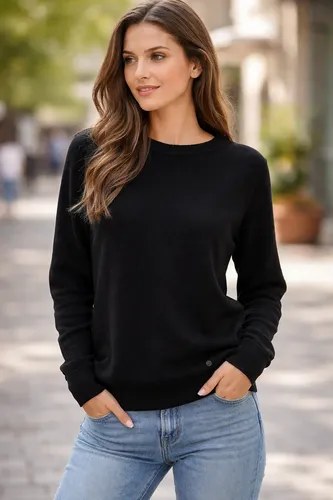 Sweater Negro Yd Collection Mujer T- M Hombro 42 Cm Largo Negro Liso M