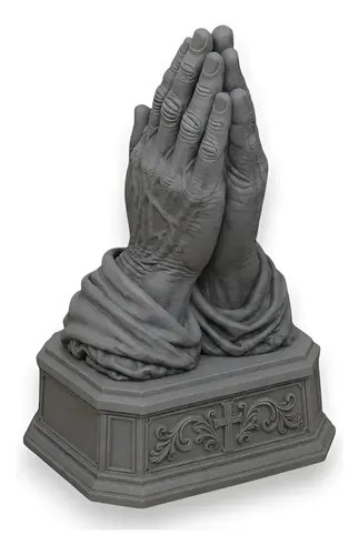 Figura 3d Praying Hands Manos Rezando Plateado