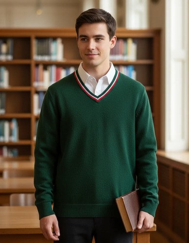 Sweater Pullover T-l Euskal Echea Uniforme Verde Tejido Verde Oscuro Liso L - 2