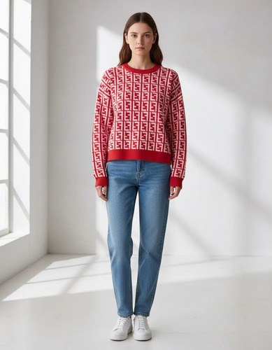 Sweater Rosa Tejido Suave Tl Corto Rosa Ajedrez L