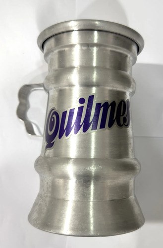 Vaso Chopp Quilmes Aluminio Jarro Cervecero Con Manija Plateado