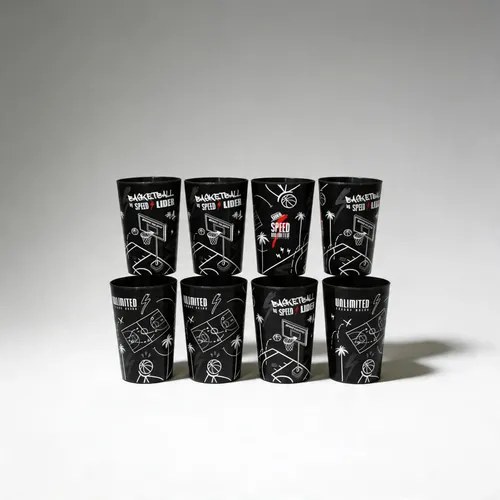 Vaso X 8 Unidades Corto Speed Unlimited 300 Ml Plástico Duro Negro