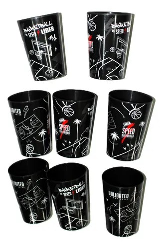 Vaso X 8 Unidades Corto Speed Unlimited 300 Ml Plástico Duro Negro - 2