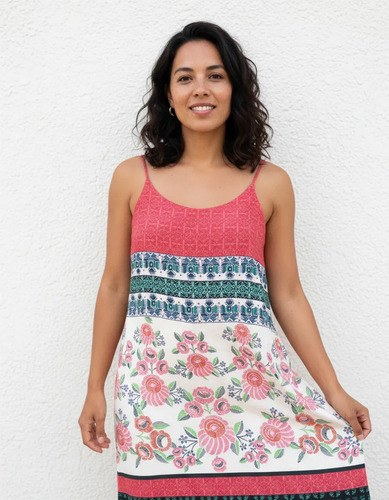 Vestido For Ever 21 Tono Rosa Coral T-l Forro Fino Importado Coral Floreado 44