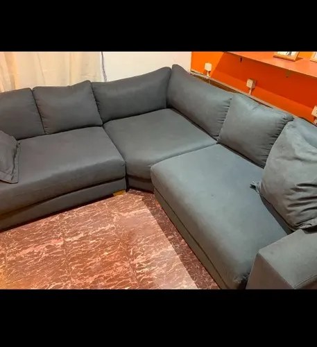 Sillón Esquinero Rinconero Con Chaise Longue Gris Oscuro Gris Liso