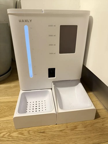 Alimentador Y Bebedero Automático Para Mascotas Camara Audio Blanco