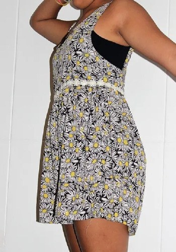 Vestido Mono T 2 47 Street Holgado Crepe Poliéster Chick Amarillo Floreado 40 - 10