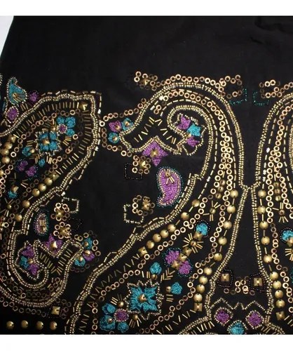 Vestido Negro Corto Fiesta Escote En Espalda Hermoso T -m Negro Apliques Bordado M - 6