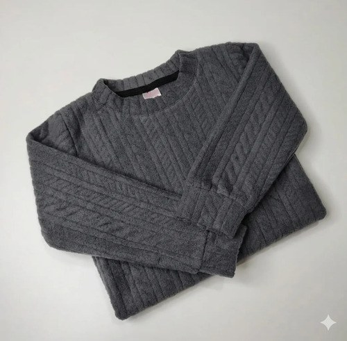 Suéter Trenza Flannel Super Delicado Y Abrigador Gosha Bebe Gris Topo Liso 6 - 3