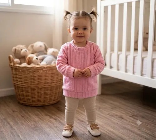 Suéter Trenza Flannel Super Delicado Y Abrigador Gosha Bebe Rosa Liso 6