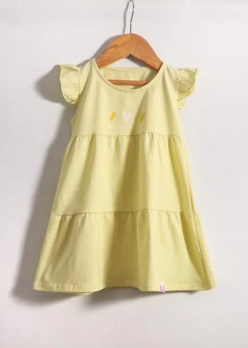 Vestido Algodón Con Volados En Hombros Para Beba Verde Oliva Liso 4 - 3