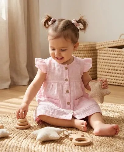 Vestido Manga Corta Beba Cotton Liviano 3 A 24 Meses Rosa Cotton 4 - 2