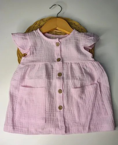 Vestido Manga Corta Beba Cotton Liviano 3 A 24 Meses Rosa Cotton 4 - 3