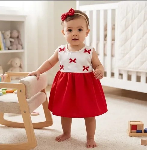 Vestido Gosha Bebés Corto Evasé Rojo Festivo