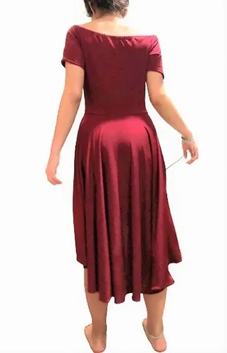 Vestidos Cortos Asimetricos Mujer Fiesta Noche Coctel T.l Bordó Liso 44 - 5