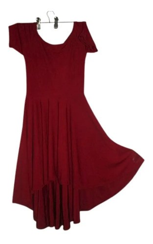 Vestidos Cortos Asimetricos Mujer Fiesta Noche Coctel T.l Bordó Liso 44 - 6