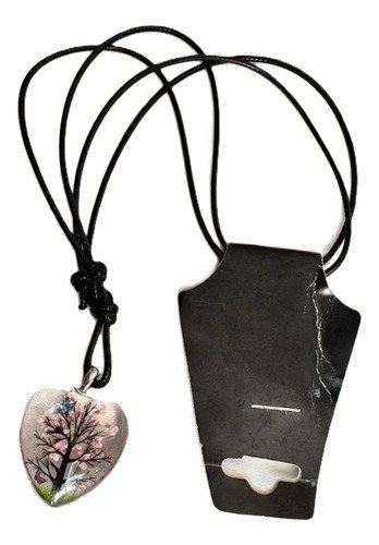 Collar Y Dije Corazón Artesanal Resina Flores Secas Natural Agua - 8
