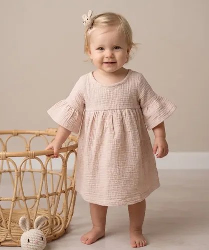 Vestido Cotton Fresco Y Ligero Para Bebé Niña Beige Cotton 6