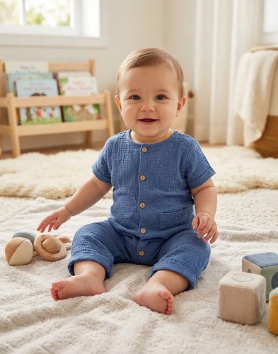 Enterito Cotton Manga Corta Abotonado Gosha Bebé Aero Algodón (cotton) 9-12 M
