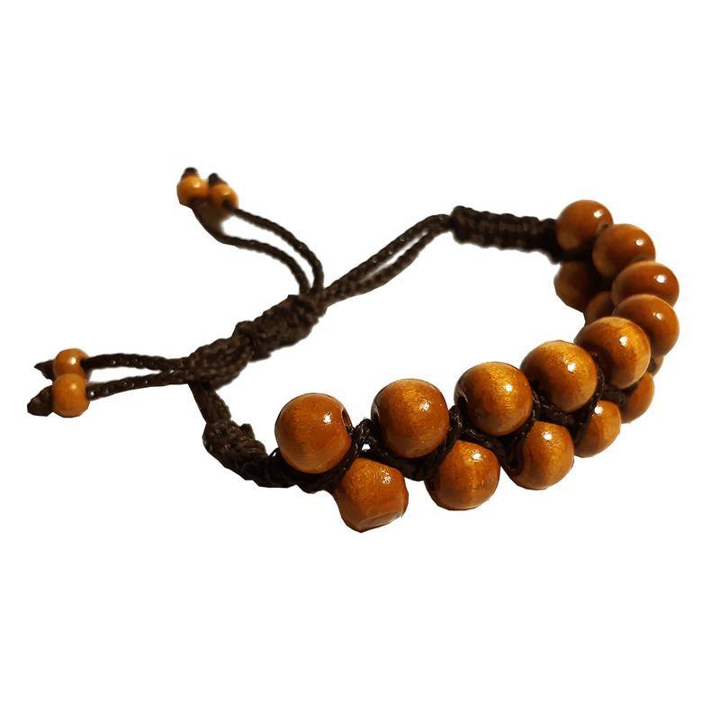 Pulsera Zigzag con Cuentas de Madera