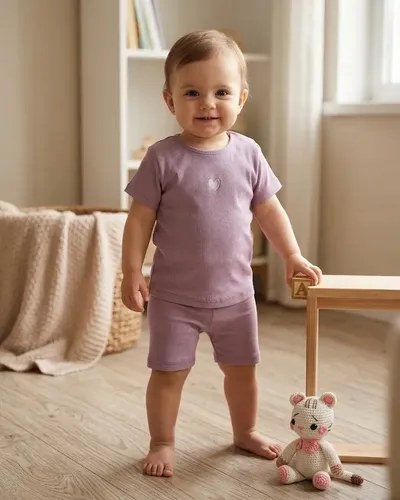 Conjuntos Liso De Morley De Algodón Beba Lila 18-24 M