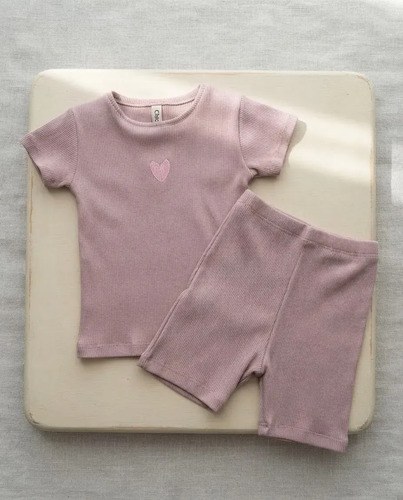 Conjuntos Liso De Morley De Algodón Beba Rosa Viejo 3-6 M - 3