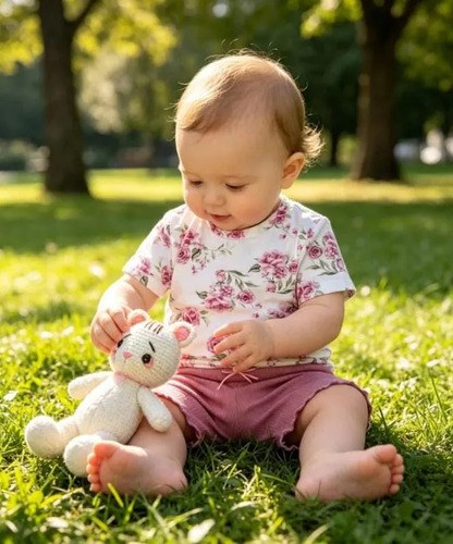 Conjunto Remera Floreada Y Calza Biker Beba Blanco/ Rosa Viejo 12-18 M