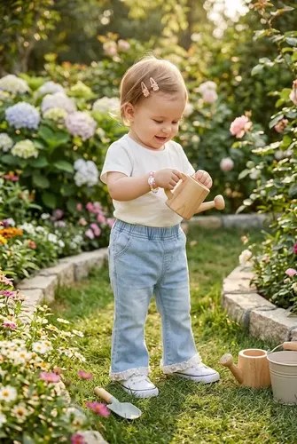 Pantalón Oxford De Denim Liviano Bebé Niña Celeste Liso 2