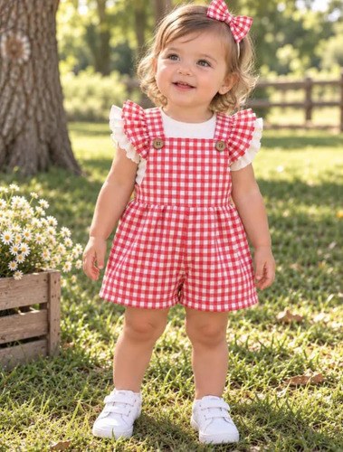 Conjunto 3 Piezas Remera Jumper Y Vincha De Beba Rojo 6-9 M
