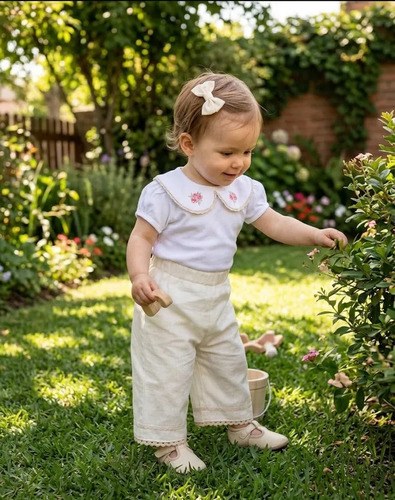 Conjuntos Trío Body Palazzo Y Vincha Beba Blanco 12-18 M