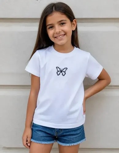 Remeras Básicas Algodón Top Bordado Niña Blanco Mariposa Unico Liso