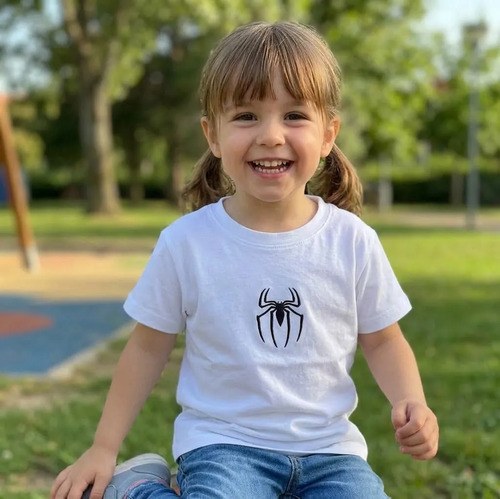 Remeras Básicas Algodón Top Bordado Niña Blanco Araña Unico Liso